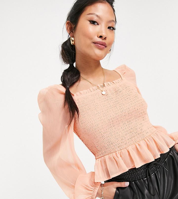 Miss Selfridge Petites Rose Shirred Blouse-pink