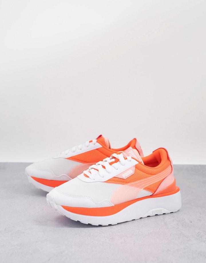 Puma Cruise Rider Sneakers In White And Electric Peach