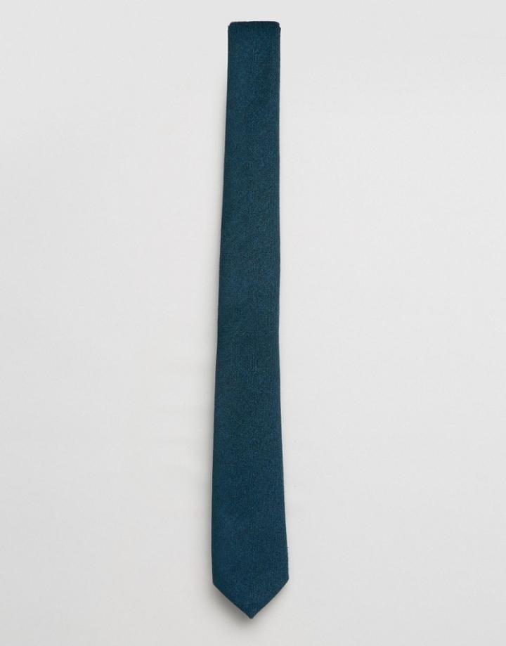 Asos Slim Tie In Teal Texture - Blue