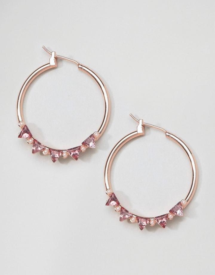 Johnny Loves Rosie Triangle Crystal Hoops - Silver