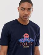 Asos Design Relaxed T-shirt With Tokyo Print-navy