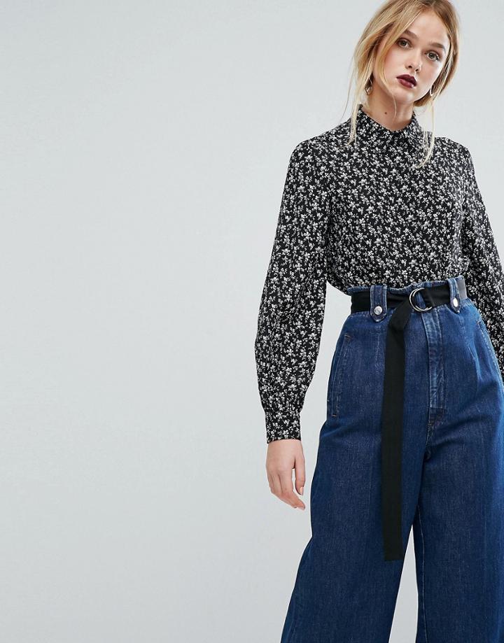 Sportmax Code Printed Bell Sleeve Shirt - Black