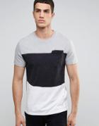 Celio T-shirt With Block Paneling - Navy