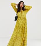 Na-kd Mesh Flower Print Maxi Dress In Yellow - Yellow