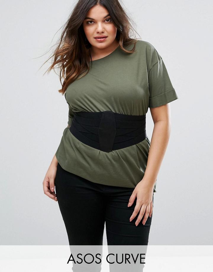 Asos Curve Multi Elastic Strap Wide Belt - Black