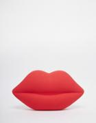 Lulu Guinness Rubber Lips Clutch In Red - Red