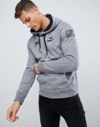 Hollister Street Sport Hoodie Contrast Sleeve And Hood Stripe Detail Seagull Logo In White - Gray