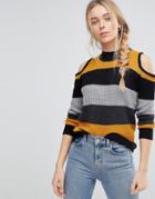 Qed London Sweater With Cold Shoulder Detail - Yellow