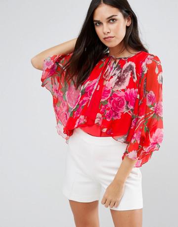 Traffic People Floral Blouse - Red