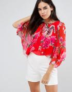 Traffic People Floral Blouse - Red