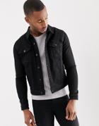 Asos Design Skinny Western Denim Jacket In Black - Black