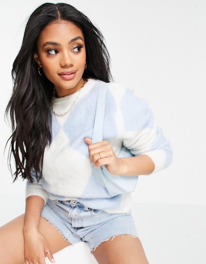 Na-kd Brushed Sweater In Blue & White-blues