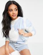 Na-kd Brushed Sweater In Blue & White-blues