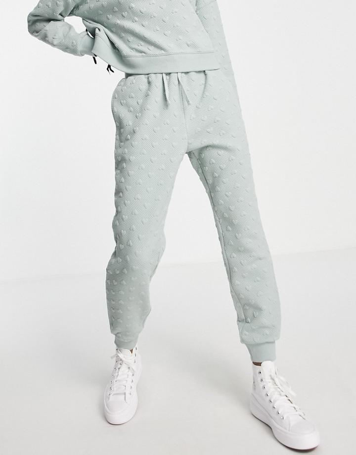 Miss Selfridge Heart Jacquard Sweatpants-green