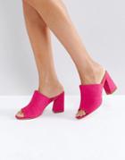 Truffle Collection Mule Flared Heel Sandals - Pink
