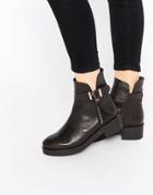 Miista Buckle Chunky Flat Boots - Black