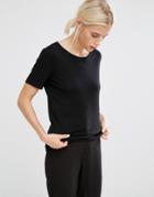 Monki Scoop Neck Tee - Black