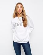 Asos Sweatshirt With Fait Print - White