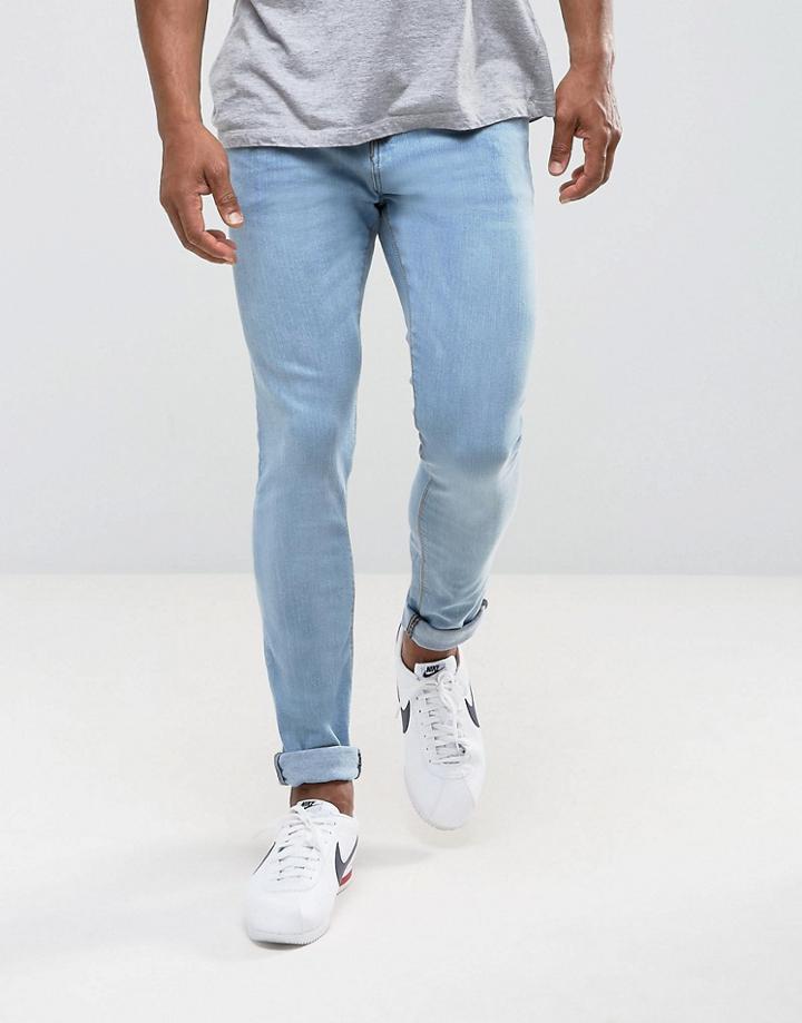 Pull & Bear Super Skinny Jeans In Light Blue Wash - Blue