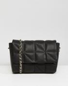 Asos Leather Soft Quilt Cross Body Bag With Chain Strap - Black