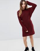 Asos Knitted Dress In Batwing - Red