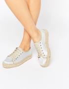 Park Lane Lace Up Espadrille Shoes - Silver Lurex