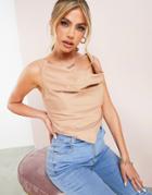 Asos Luxe Basque Top In Mink-neutral