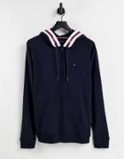 Tommy Hilfiger Lounge Zip Hoodie With Hood Logo Taping In Navy