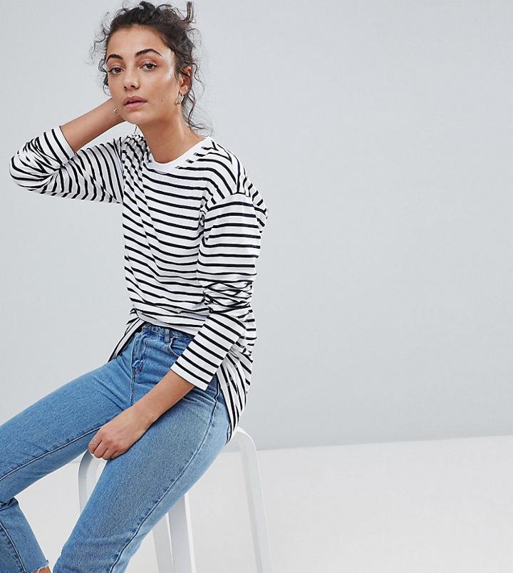 Asos Tall Long Sleeve Oversized T-shirt In Stripe - Multi