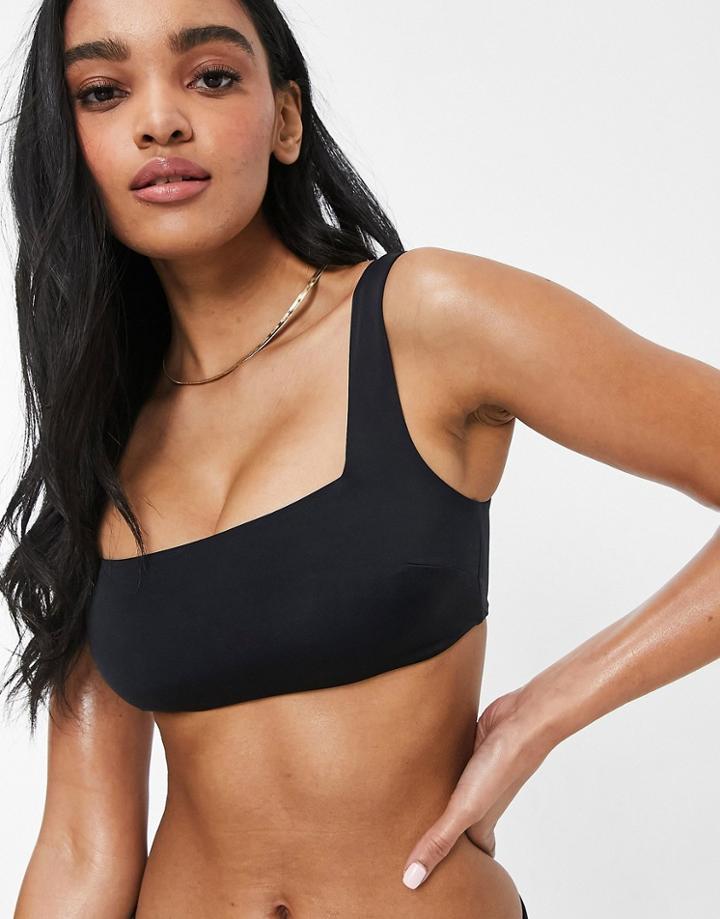 Asos Design Fuller Bust Mix And Match Square Neck Crop Bikini Top In Black