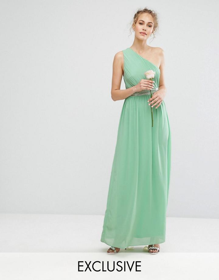 Tfnc Wedding One Shoulder Embellished Maxi Dress - Green