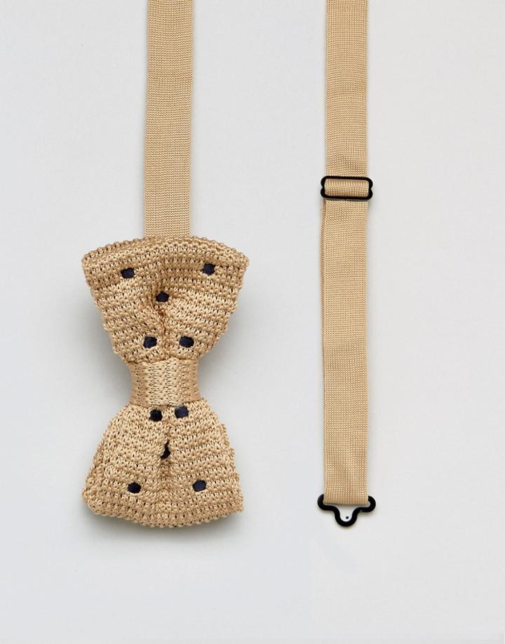 7x Knitted Spot Bow Tie - Tan