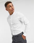 New Look Long Sleeve Grandad Poplin Shirt In White