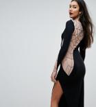 Asos Tall Halloween Flocked Spider Web Mesh Back Midi Dress - Black