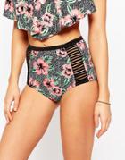 New Look Luna Print High Waist Bikini Bottoms - Multi