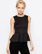 Closet Peplem Top In Jacquard - Black