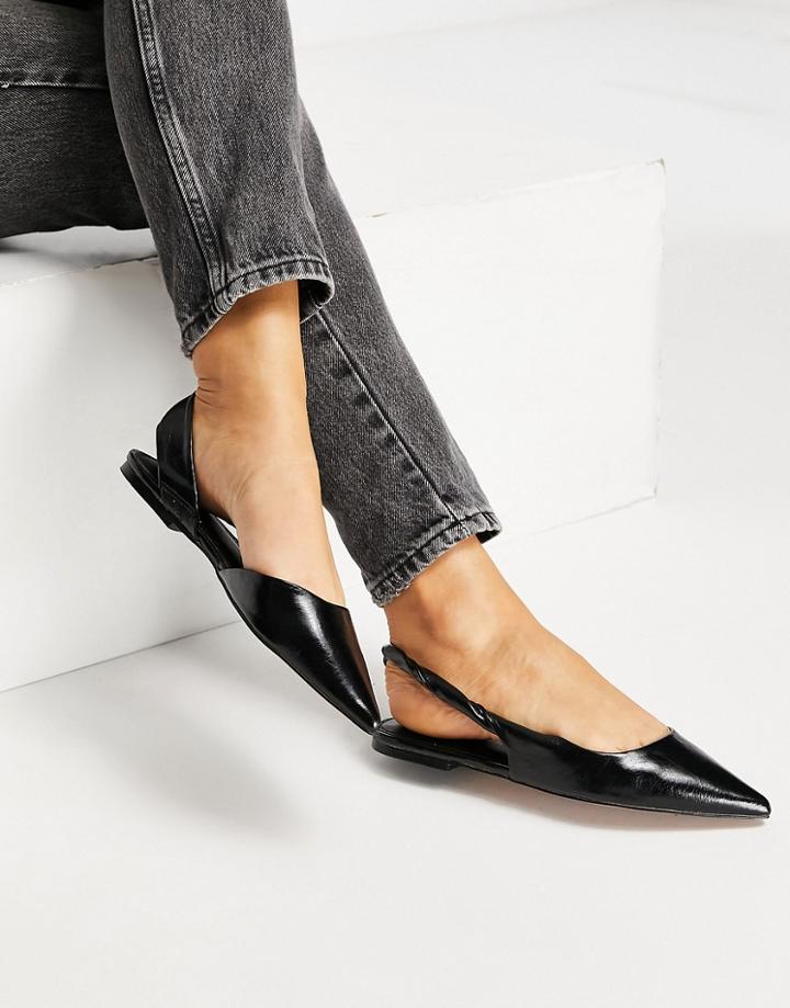 Asos Design Lone Twisted Slingback Ballet Flats In Black