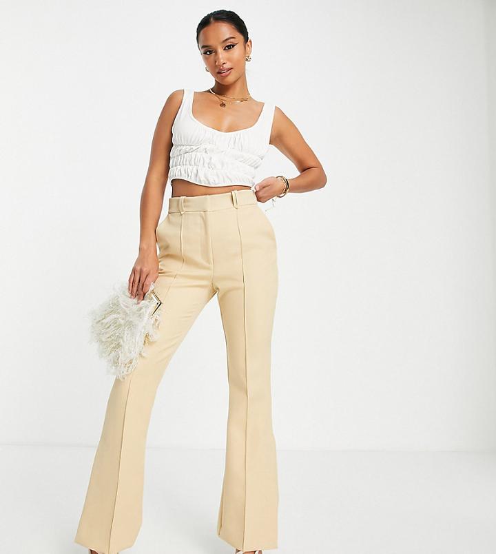 River Island Petite Slim Bootcut Split Hem Pants In Beige - Part Of A Set-neutral