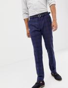 Twisted Tailor Super Skinny Suit Pants With Blue Plaid Check In Wool