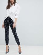 Asos Ridley High Waist Skinny Jeans In Polka Dot Print - Multi