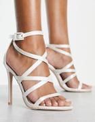 Be Mine Bridal Lavey Strap Detail Heeled Shoes In White