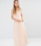 Tfnc Pleated Wrap Maxi Bridesmaid Dress - Pink