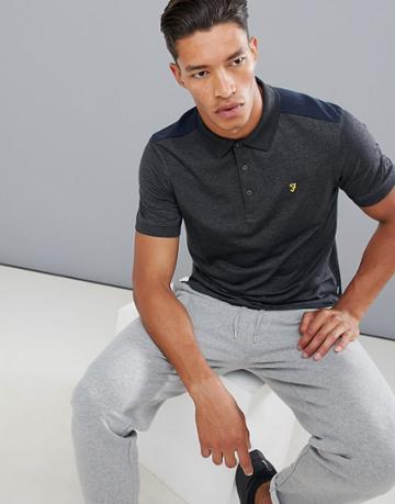 Farah Sport Langside Tech Logo Polo Shirt In Dark Grey - Gray