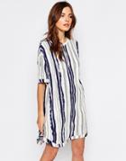Selected Gemi Dress In Stripe Print - Snow White