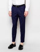 Noose & Monkey Pants With Stretch And Double Pleat In Wide Leg Fit - Navy