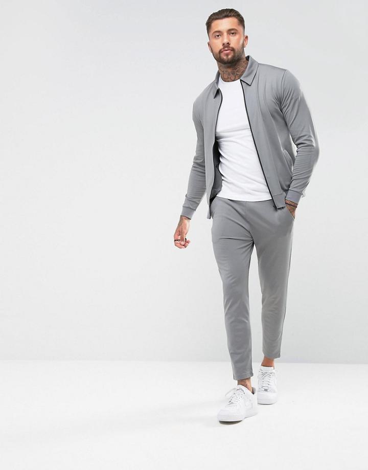 Asos Polytricot Skinny Jogger & Oversized Harrington - Gray