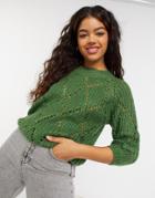 Blend She Crewneck Knitted Sweater In Khaki-green