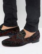Jeffery West Martini Embroidered Suede Loafers - Black