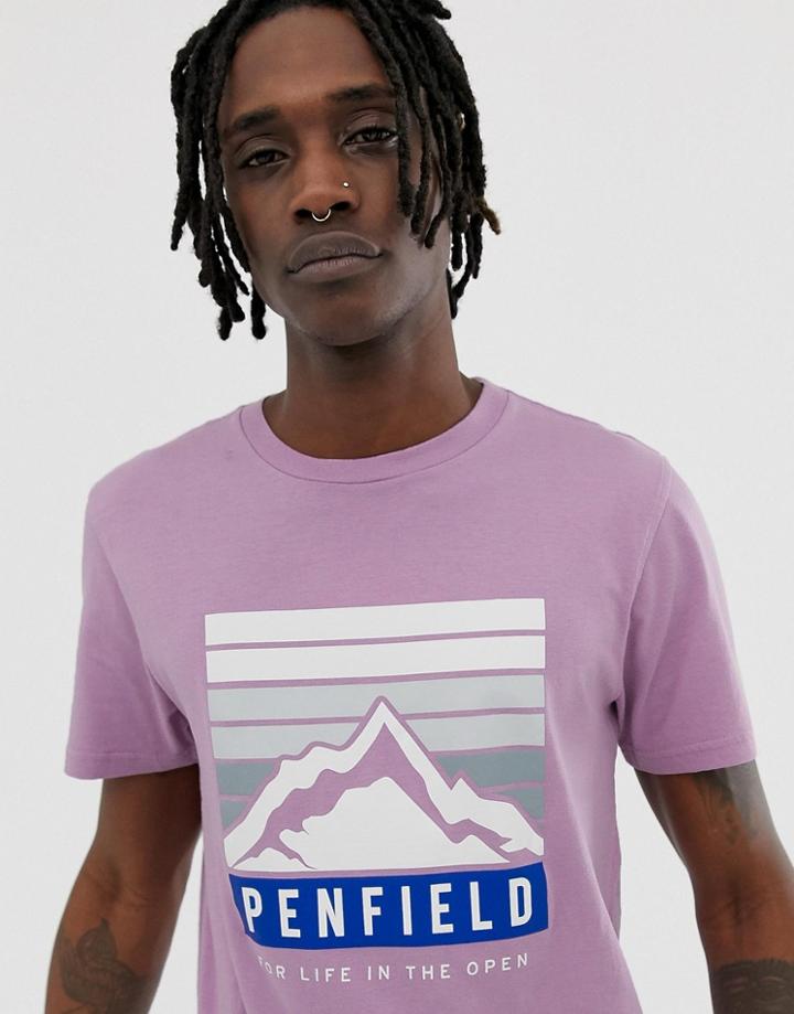 Penfield Mountain Chest Logo Print Crew Neck T-shirt In Lavender - Purple