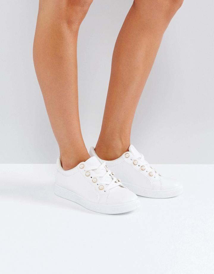 Park Lane Pearl Trim Sneaker - White